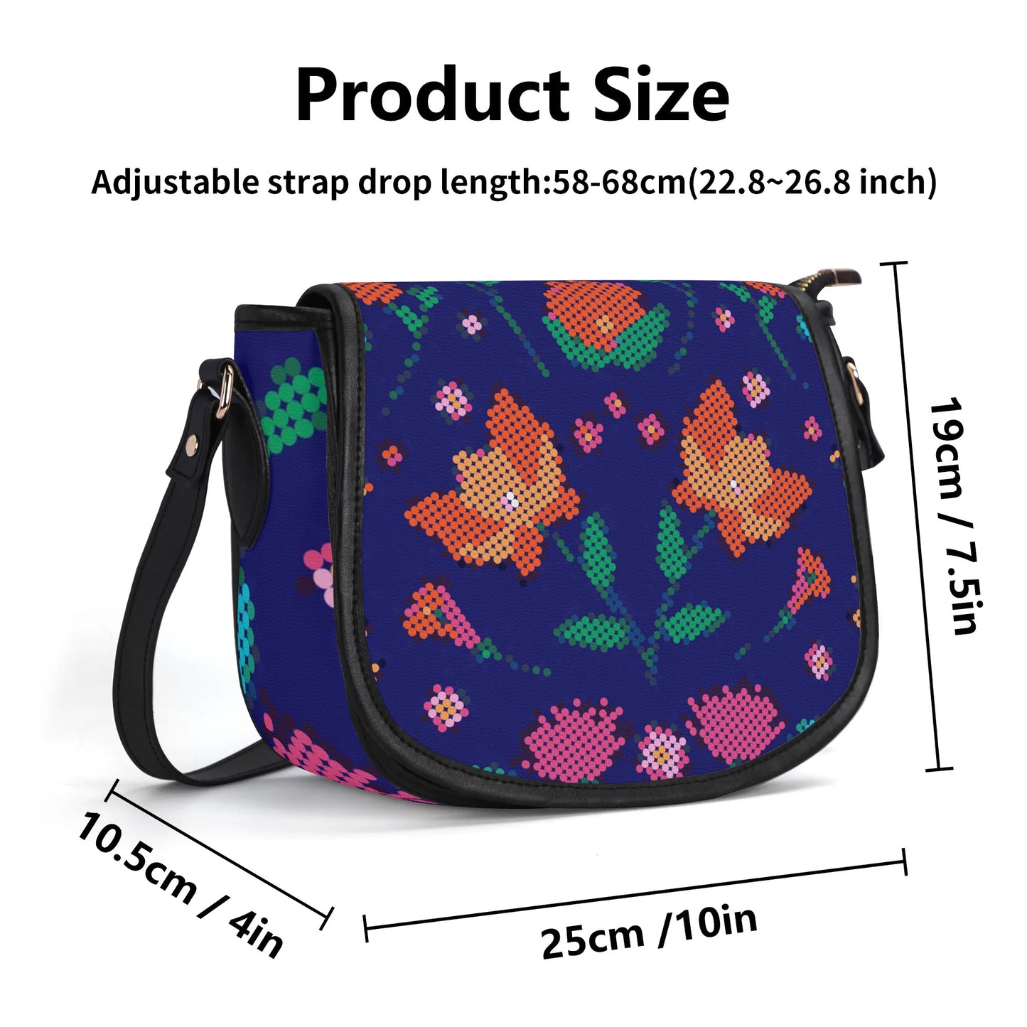 Métis Digital Dotted Floral PU Saddle Bag