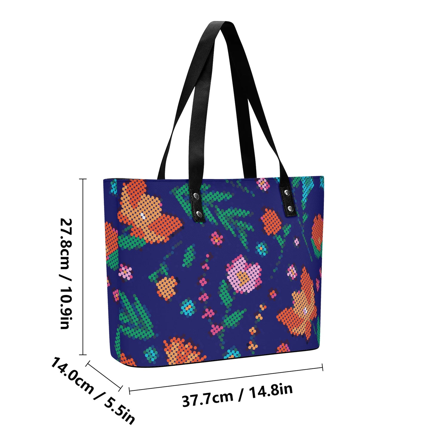 Métis Digital Dotted Floral PU Tote Bag