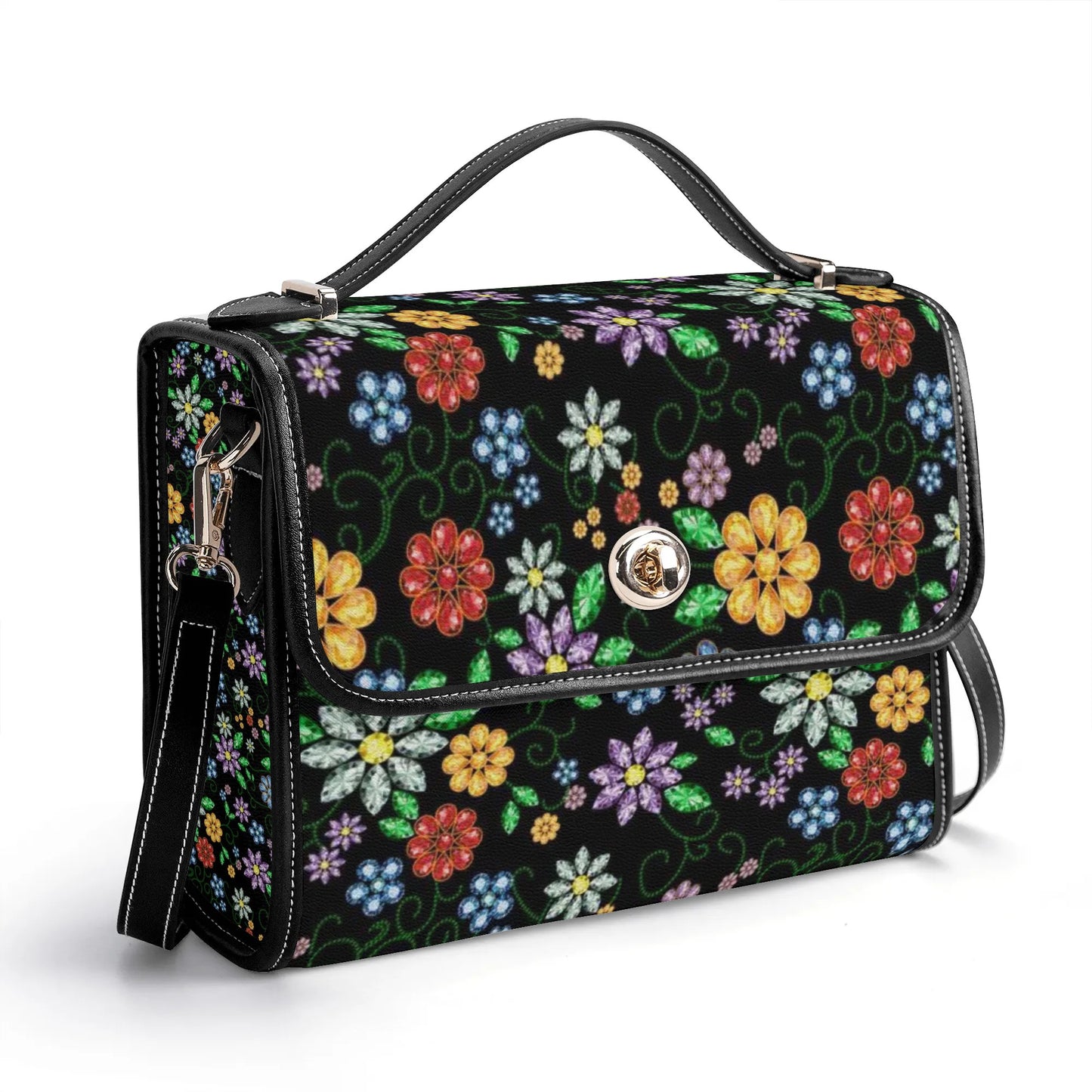 Métis Inspired Floral PU Satchel Bag