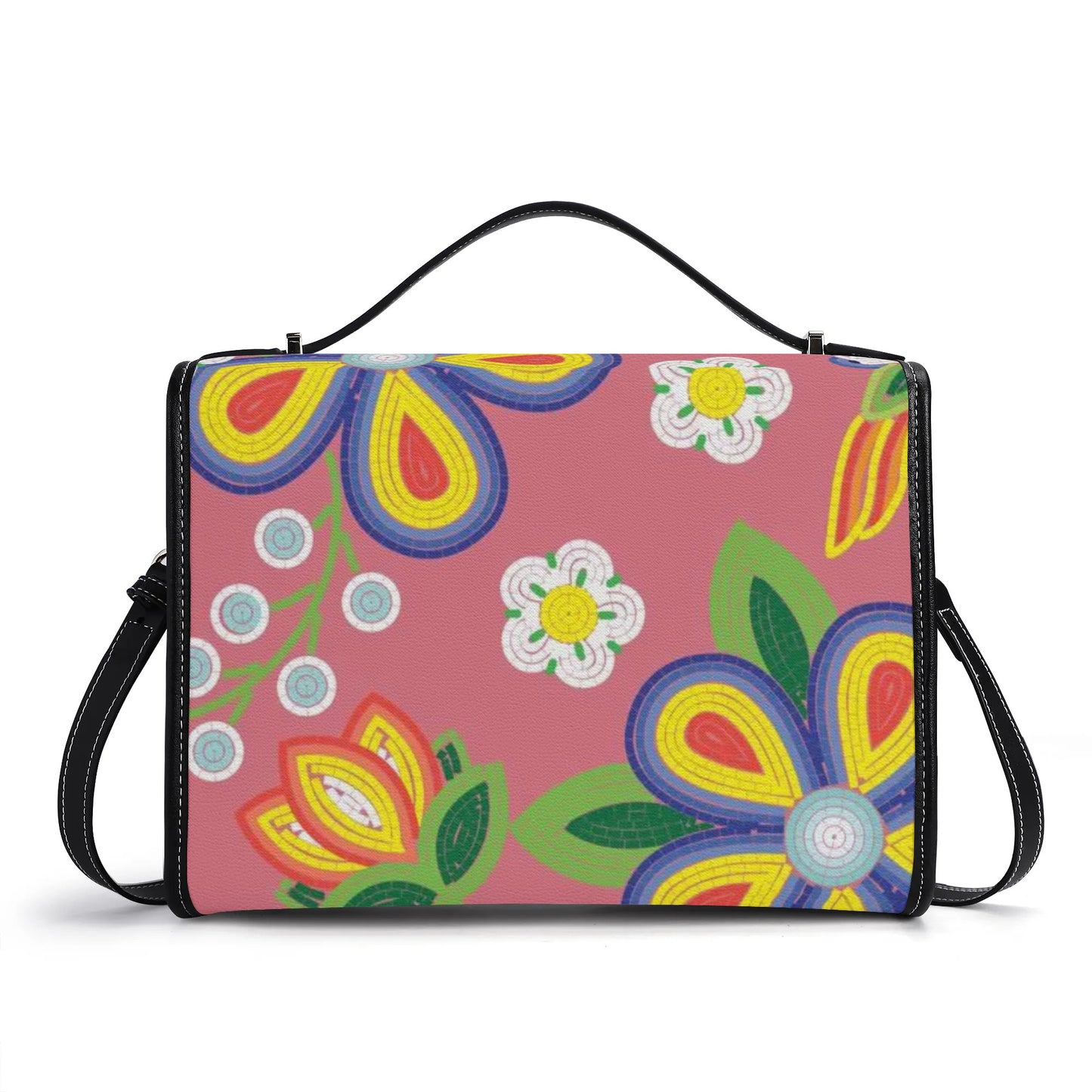 Métis Floral Beaded PU Satchel Bag