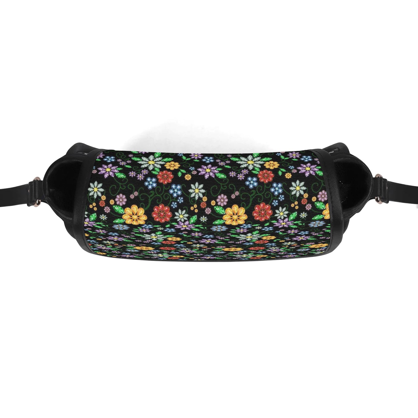 Métis Inspired Floral Beaded PU Saddle Bag