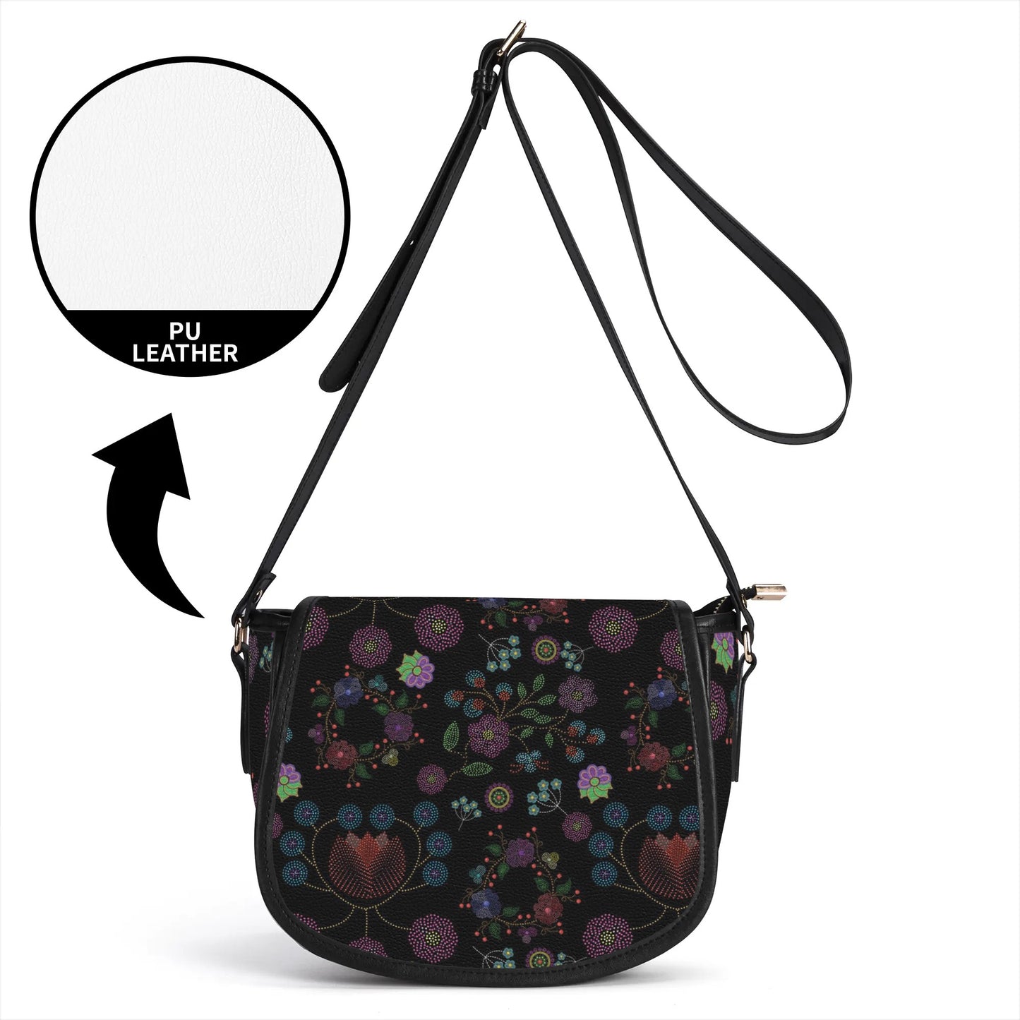 Métis Floral Dotted PU Saddle Bag