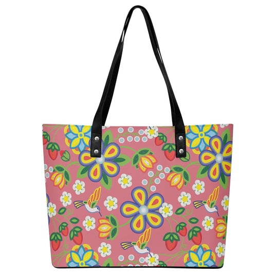 Métis Floral Beaded PU Tote Bag