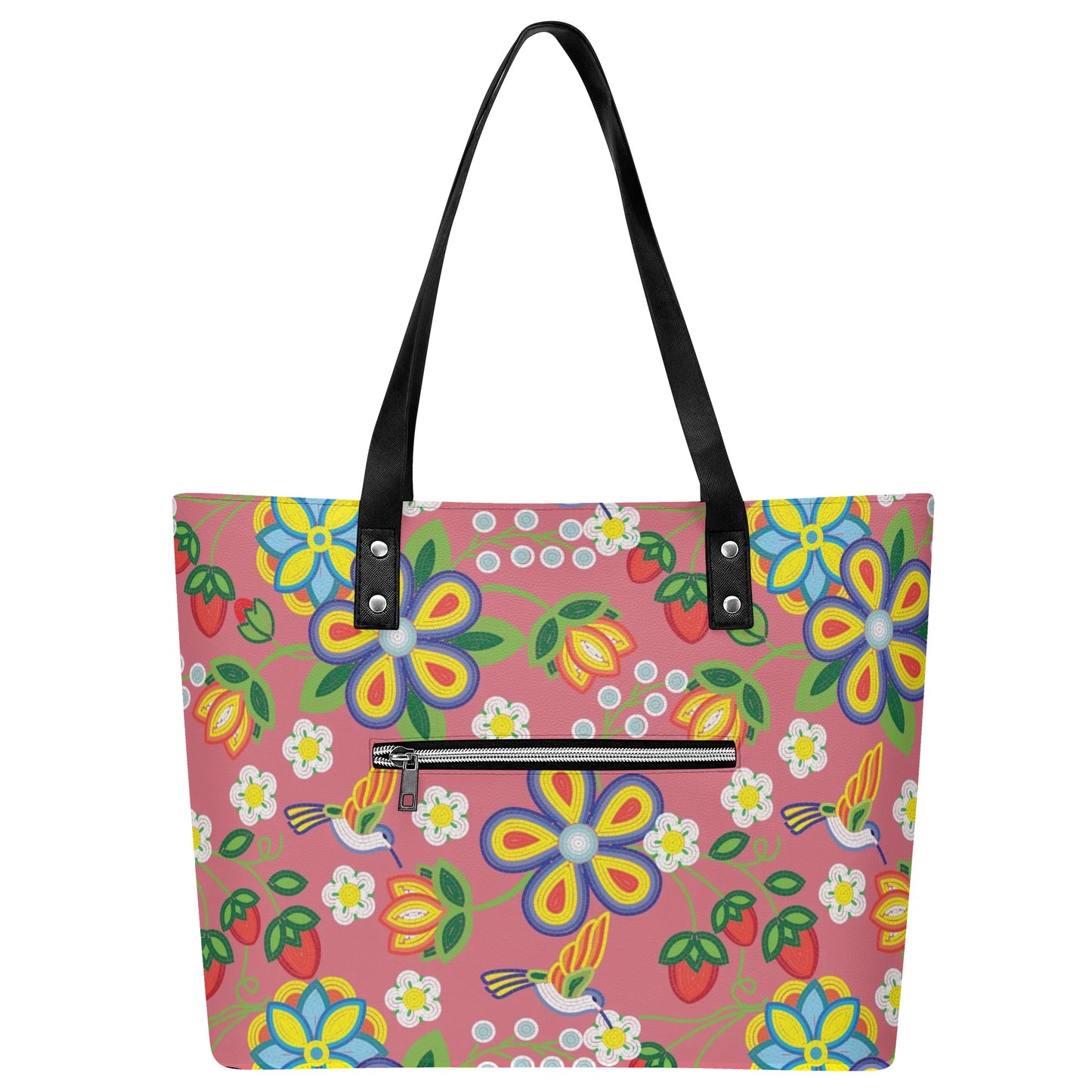 Métis Floral Beaded PU Tote Bag