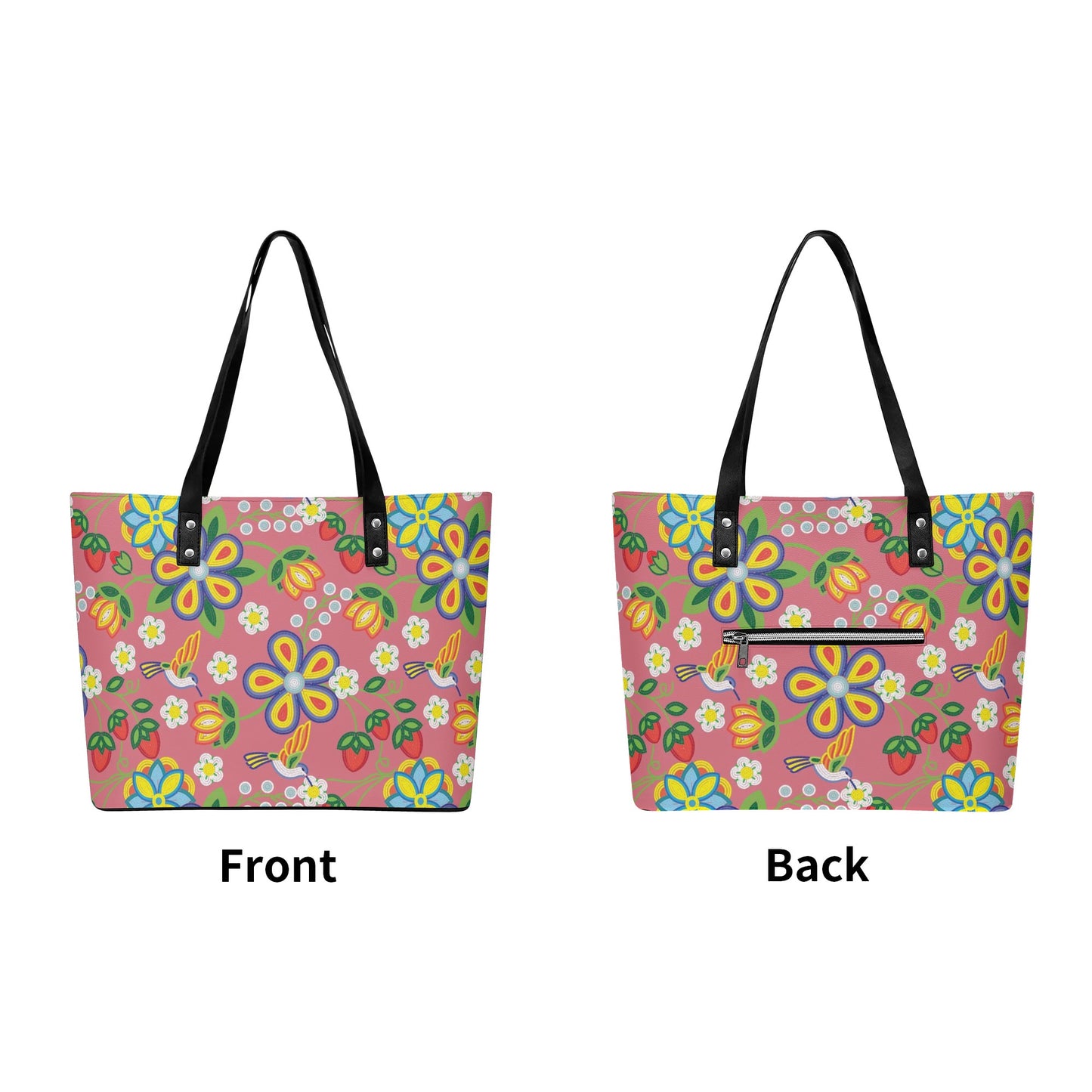 Métis Floral Beaded PU Tote Bag