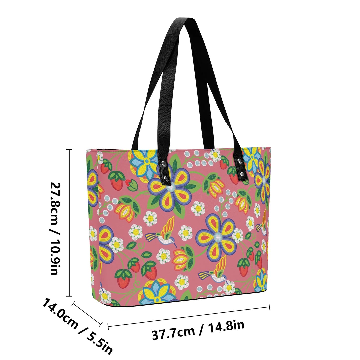 Métis Floral Beaded PU Tote Bag