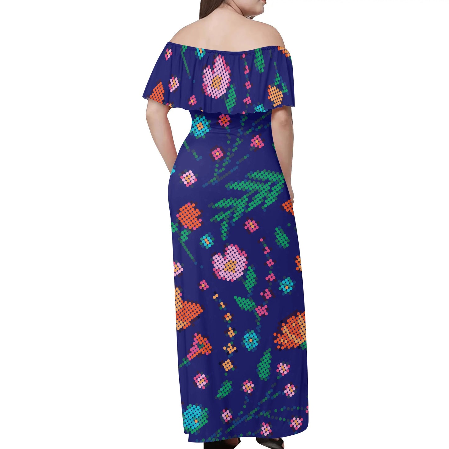 Women's Métis Digital Floral Off Shoulder Long Dress w/ Printed Upper