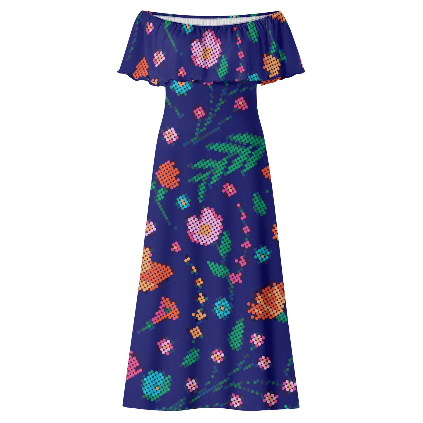 Women's Métis Digital Floral Off Shoulder Long Dress w/ Printed Upper