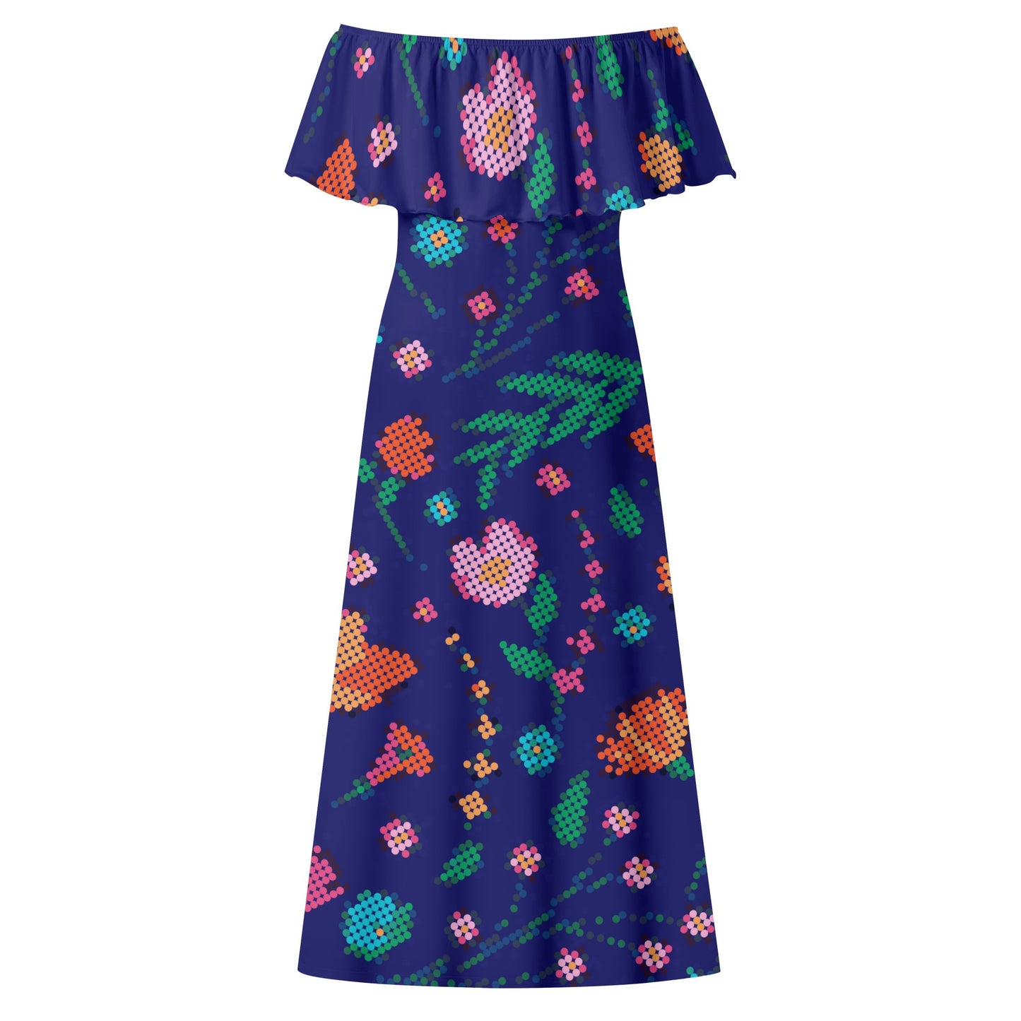 Women's Métis Digital Floral Off Shoulder Long Dress w/ Printed Upper