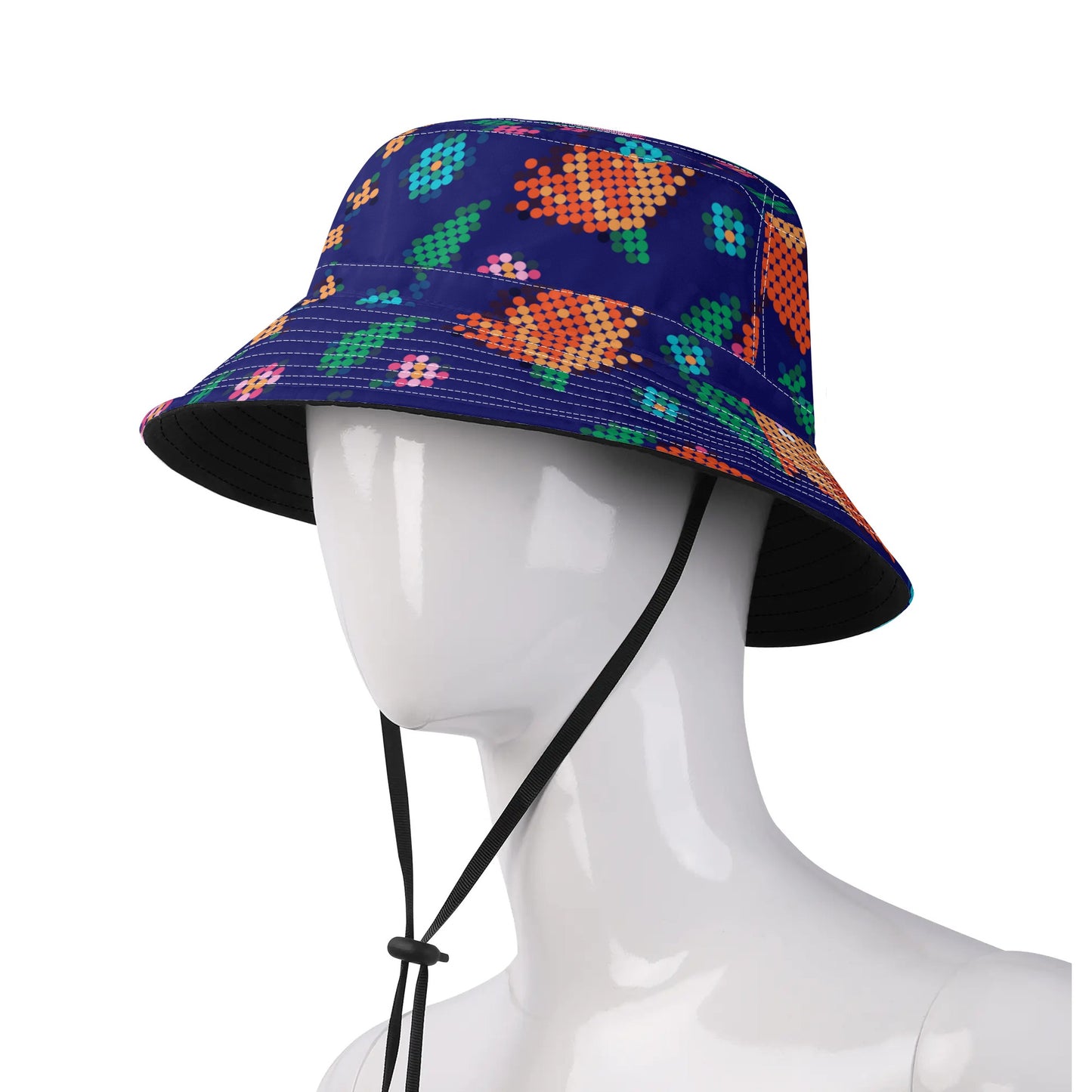 Métis Digital Dotted Floral Adjustable Bucket Hat