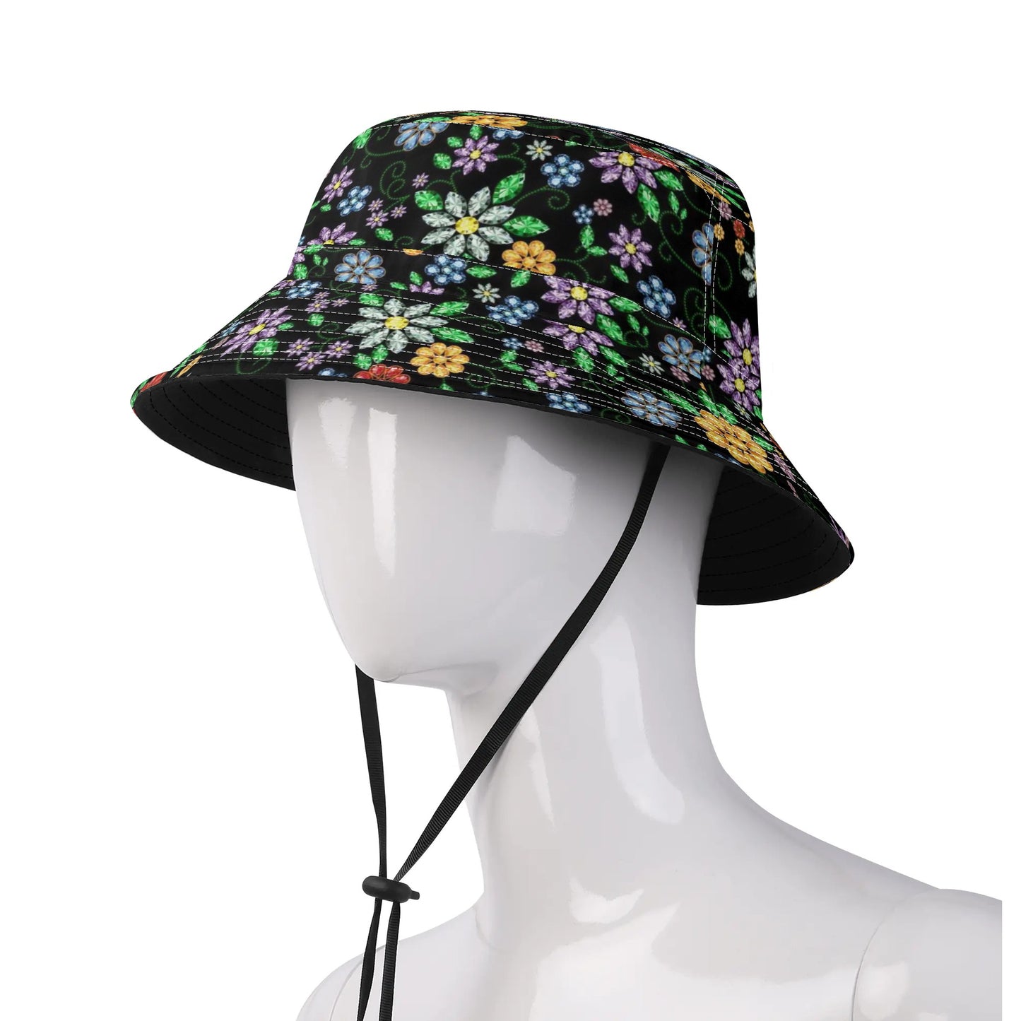 Métis Inspired Floral Beaded Adjustable Bucket Hat