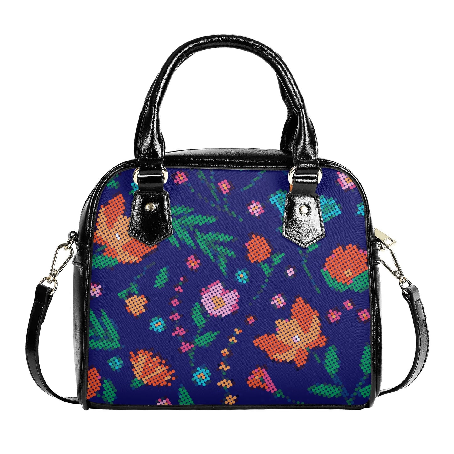 Métis Digital Dotted Floral PU Shoulder Handbag