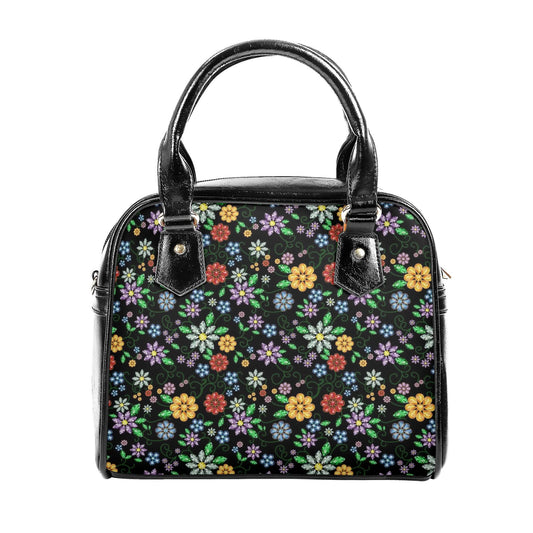 Métis Inspired Floral Beaded PU Shoulder Handbag