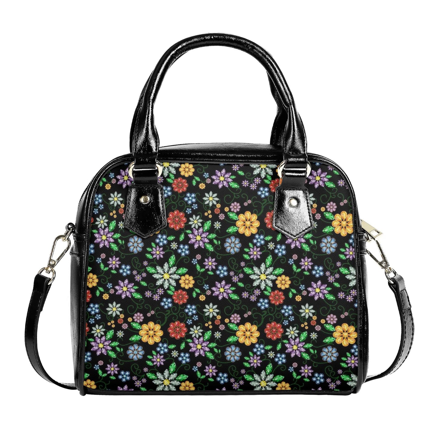 Métis Inspired Floral Beaded PU Shoulder Handbag