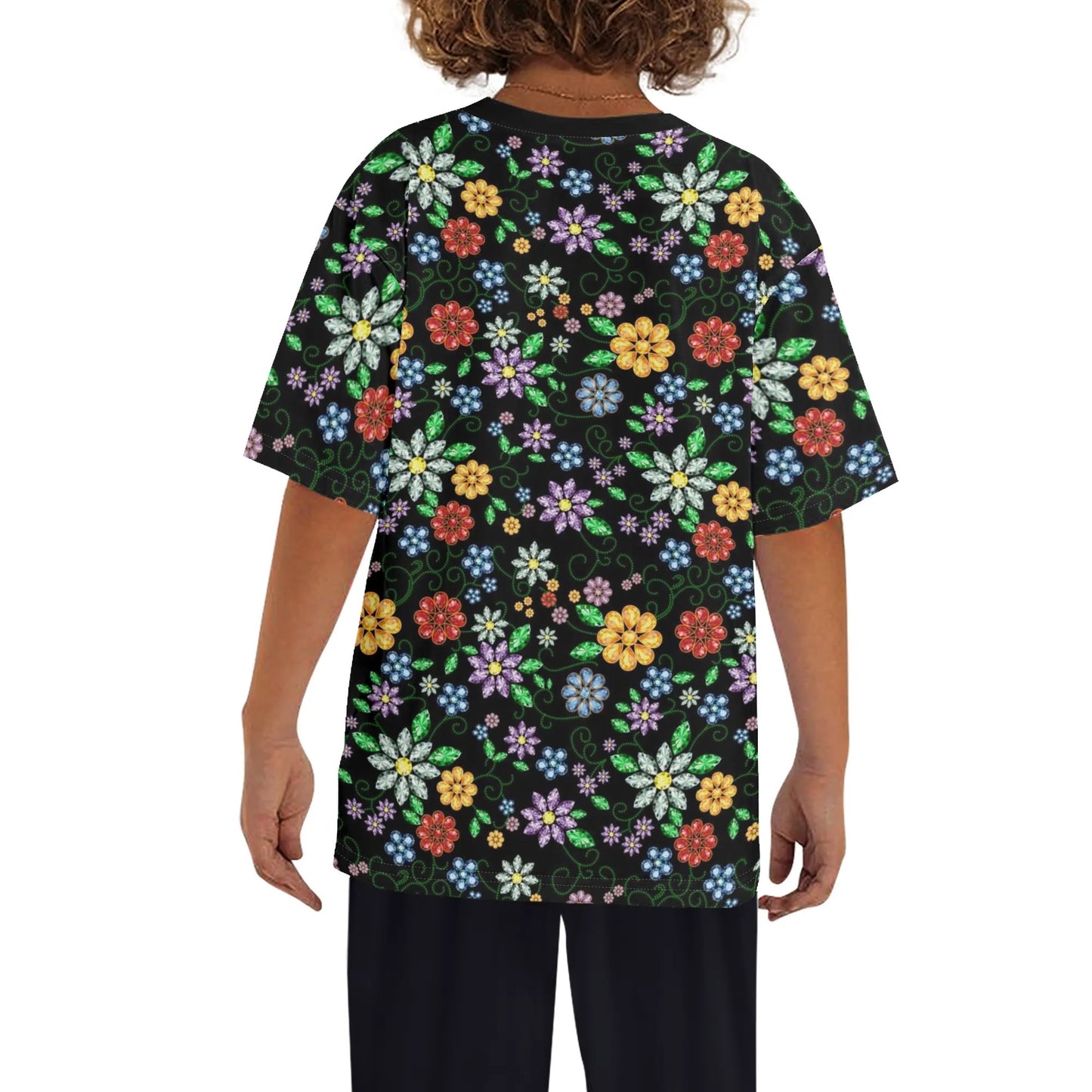 Children's Métis Inspired Floral Beaded Loose Fit T-Shirt