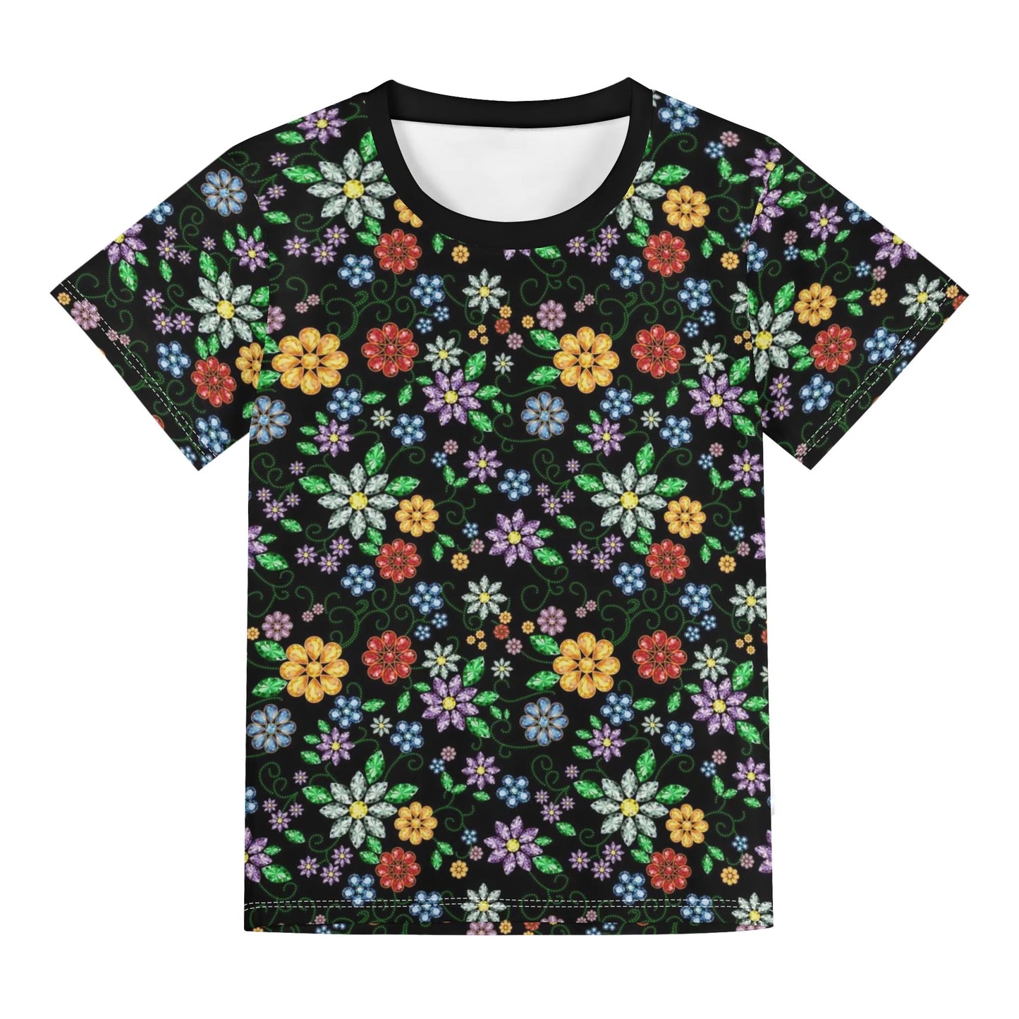 Children's Métis Inspired Floral Beaded Loose Fit T-Shirt