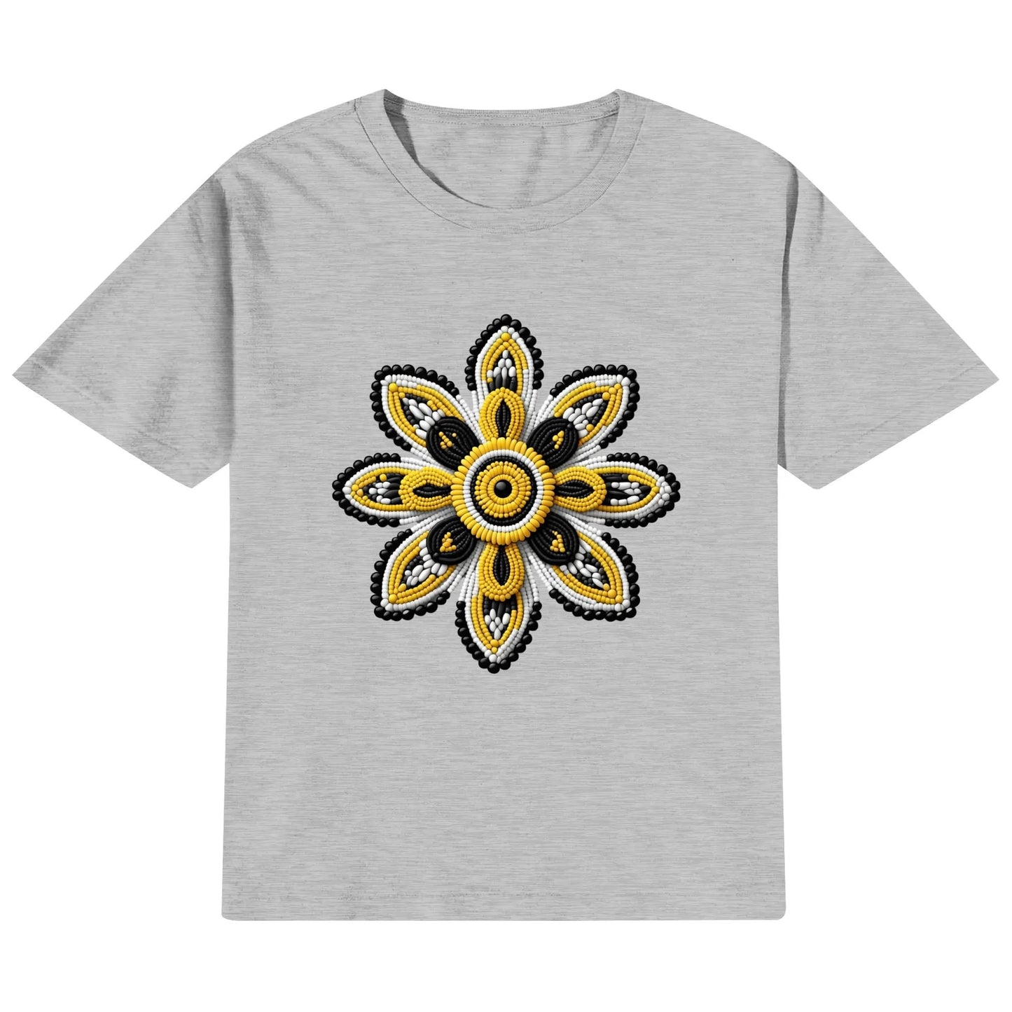 Children's Yellow Beaded Flower Cotton T-Shirt