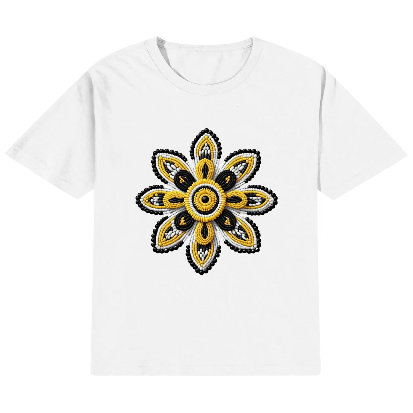 Children's Yellow Beaded Flower Cotton T-Shirt