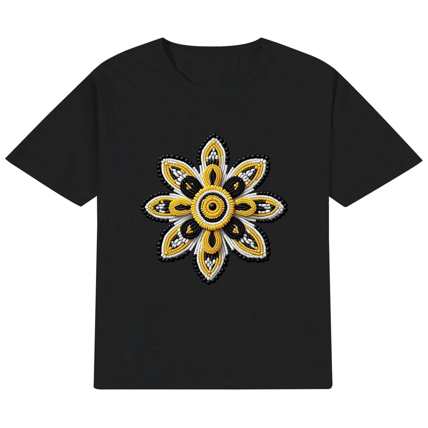 Children's Yellow Beaded Flower Cotton T-Shirt