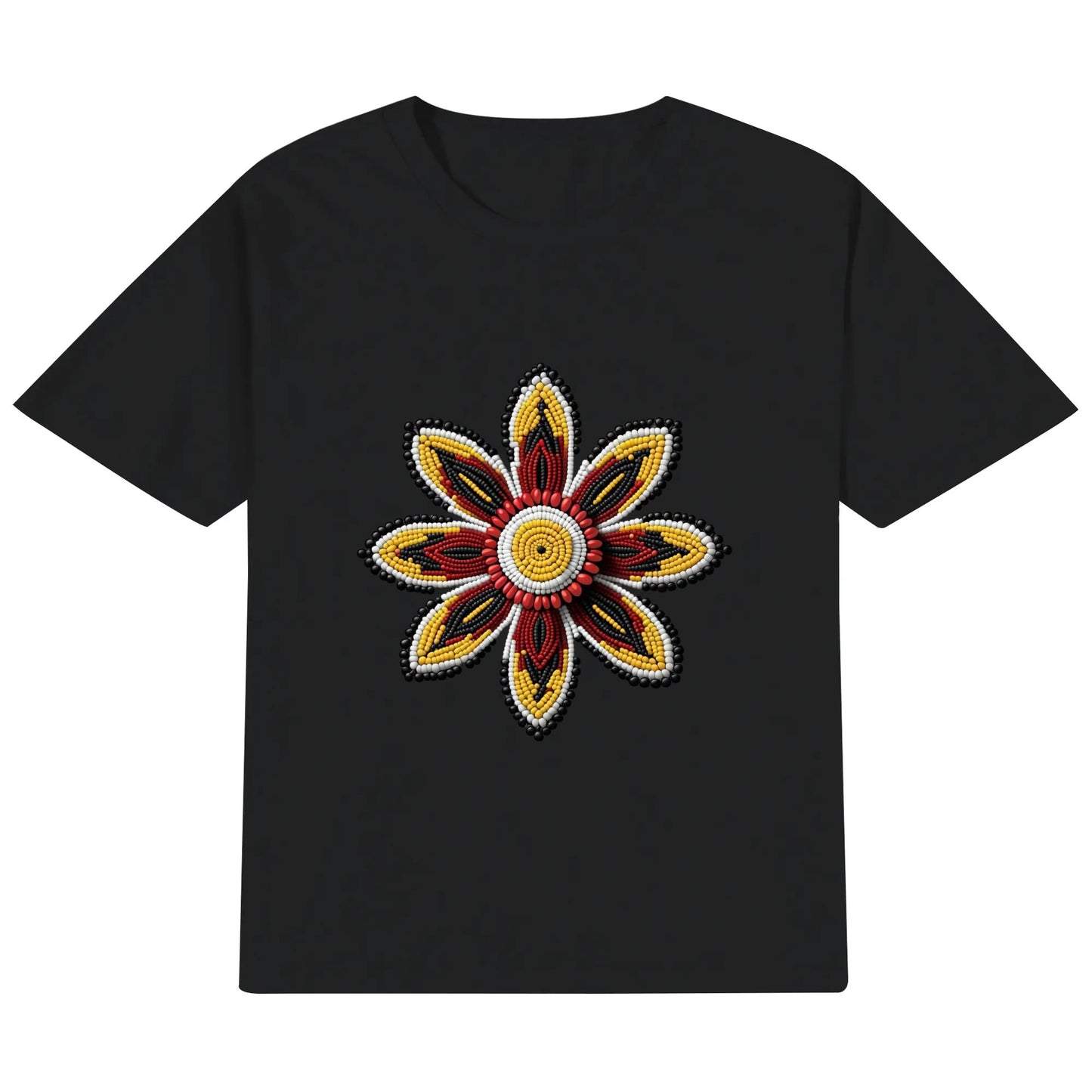 Children's Red Beaded Flower Cotton T-Shirt