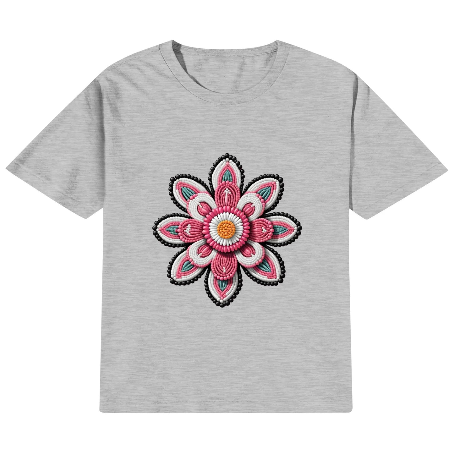 Children's Pink Beaded Flower Cotton T-Shirt