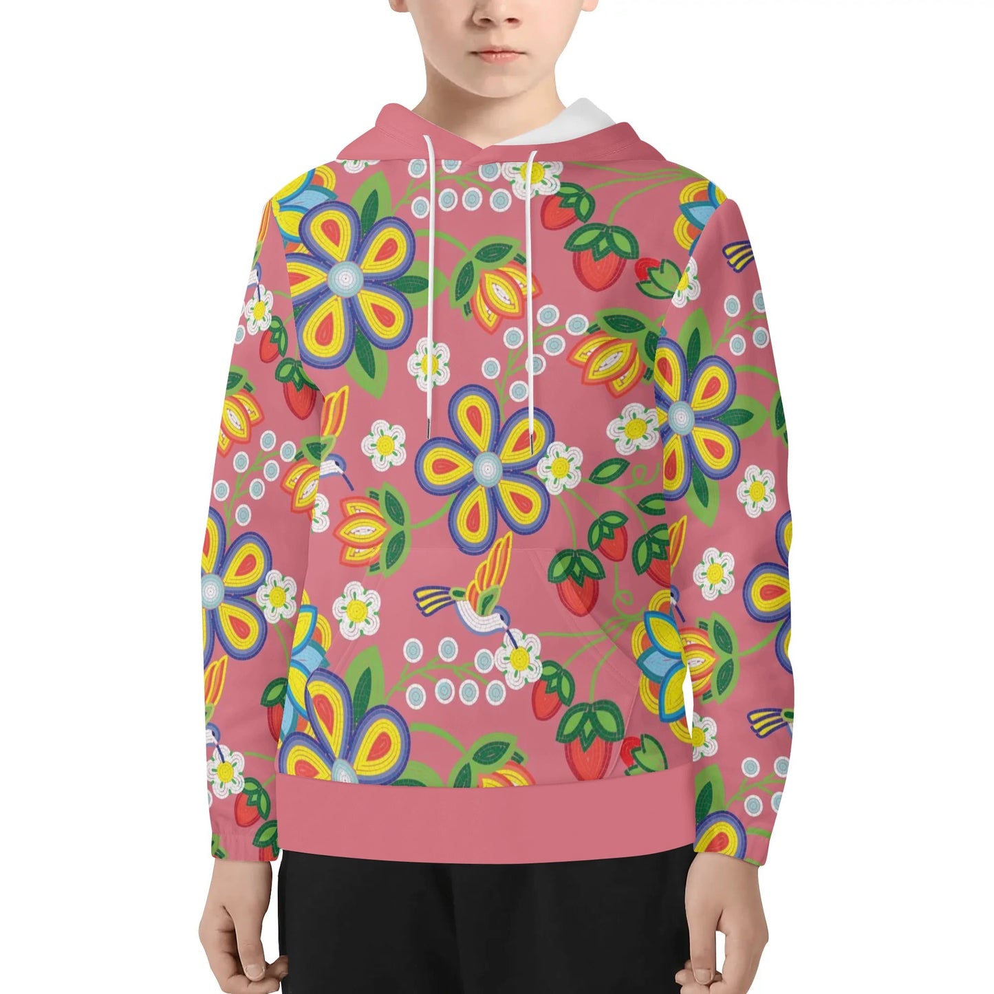 Children's Métis Floral Beaded Lightweight Pullover Hoodie