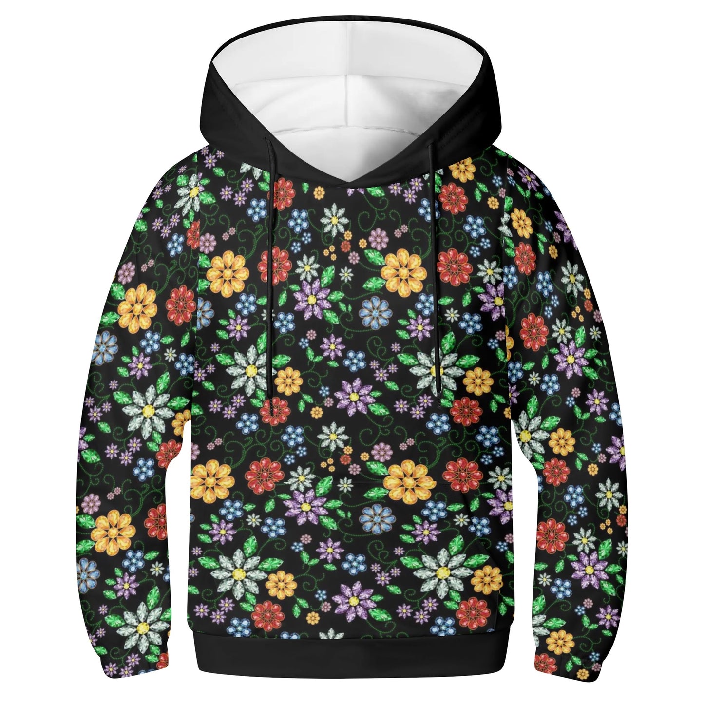 Children's Métis Inspired Floral Beaded Lightweight Pullover Hoodie