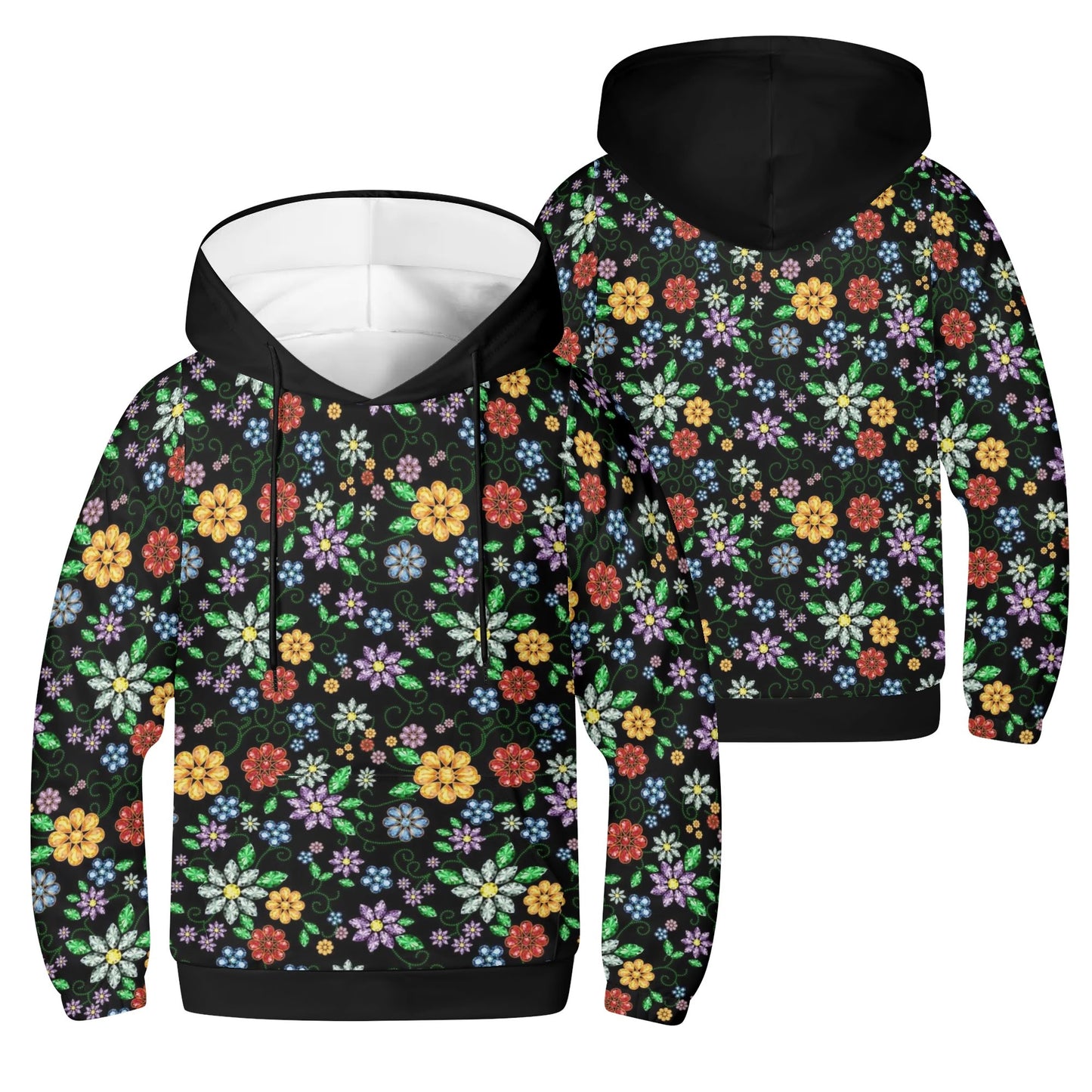 Children's Métis Inspired Floral Beaded Lightweight Pullover Hoodie