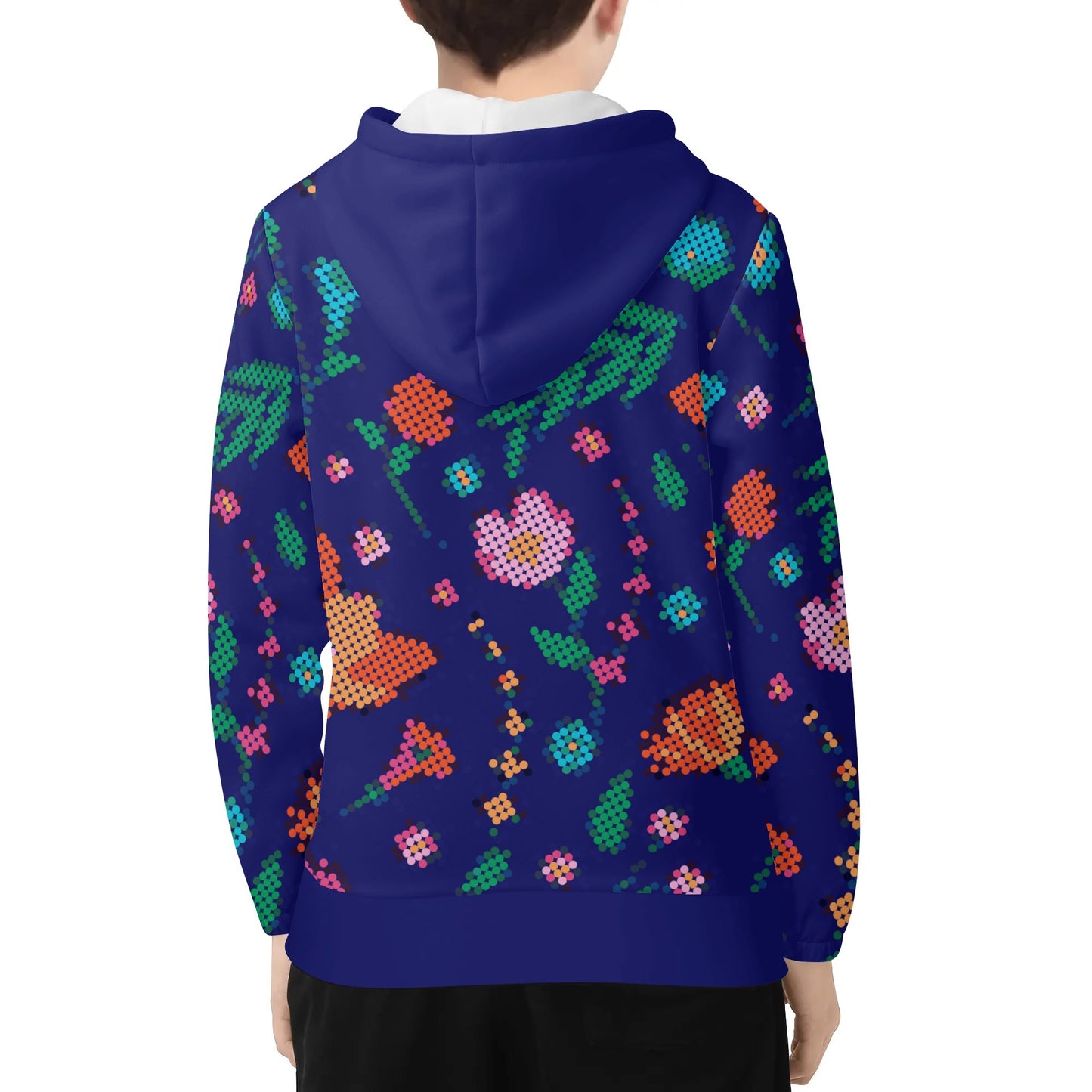 Childrens Métis Digital Dotted Floral Lightweight Zip Hoodie