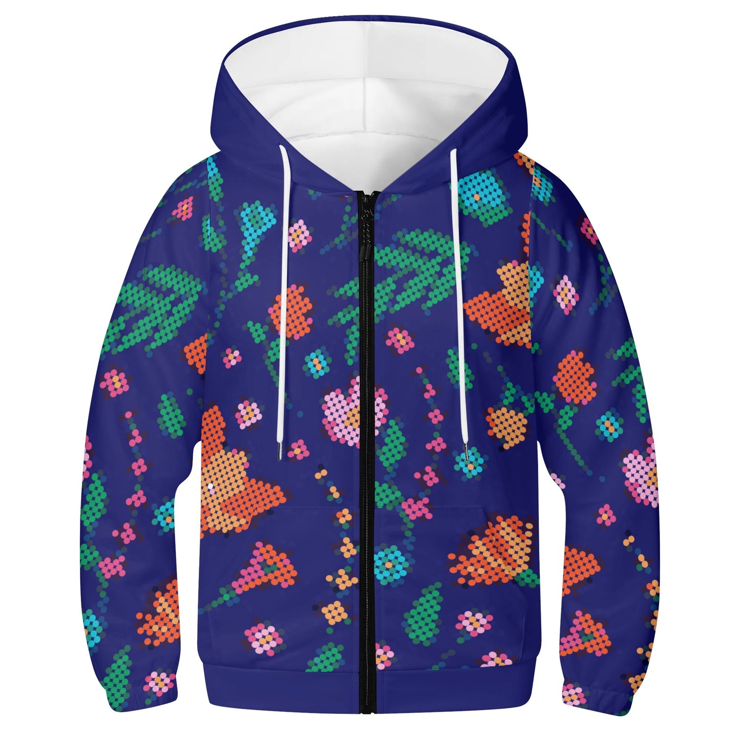 Childrens Métis Digital Dotted Floral Lightweight Zip Hoodie