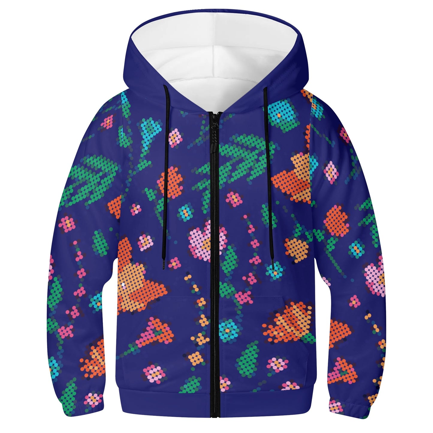 Childrens Métis Digital Dotted Floral Lightweight Zip Hoodie