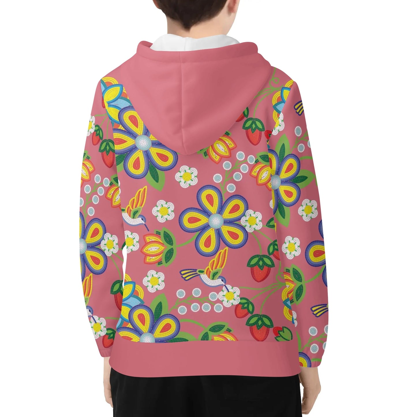 Children's Métis Floral Beaded Lightweight Zip Hoodie