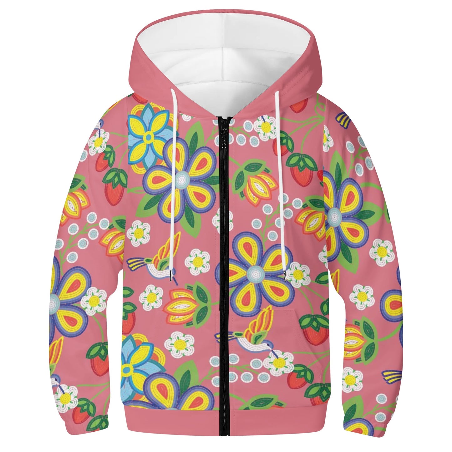 Children's Métis Floral Beaded Lightweight Zip Hoodie