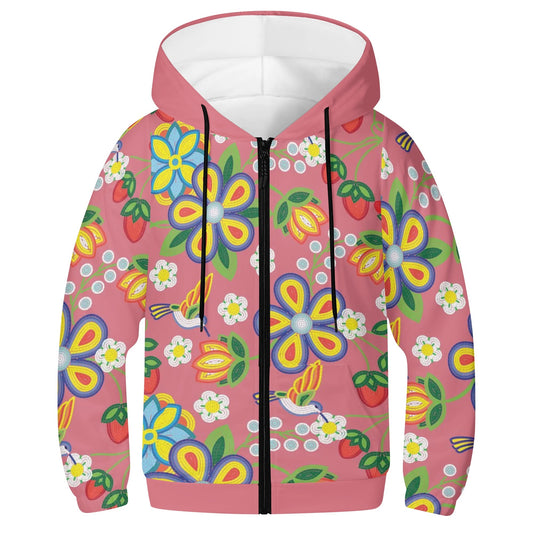 Children's Métis Floral Beaded Lightweight Zip Hoodie