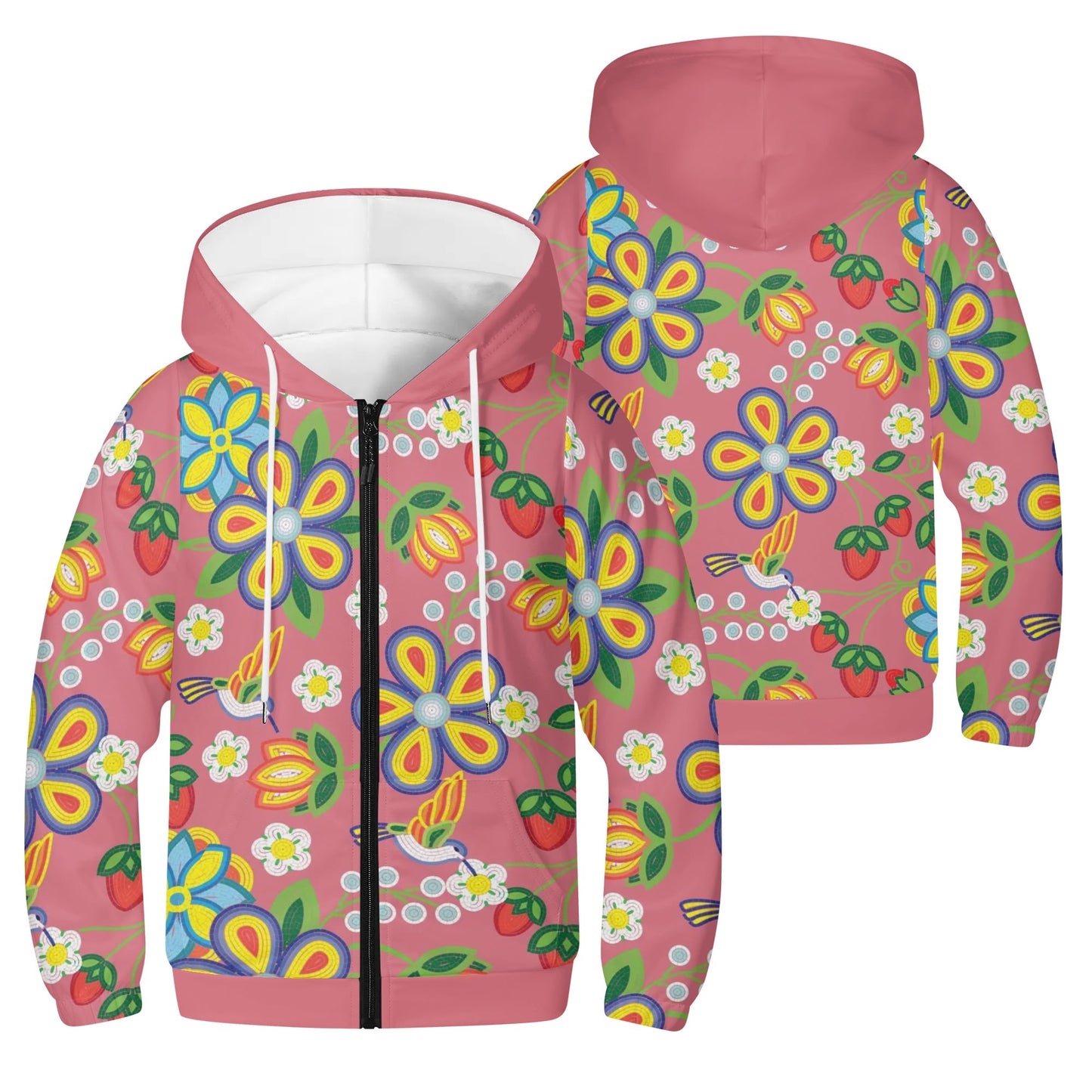 Children's Métis Floral Beaded Lightweight Zip Hoodie