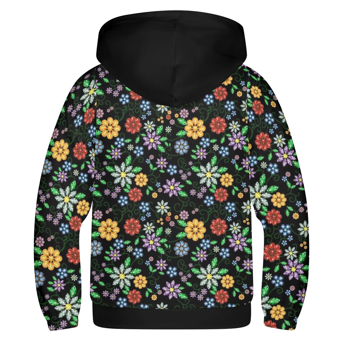 Children's Métis Inspired Floral Beaded Lightweight Zip Hoodie