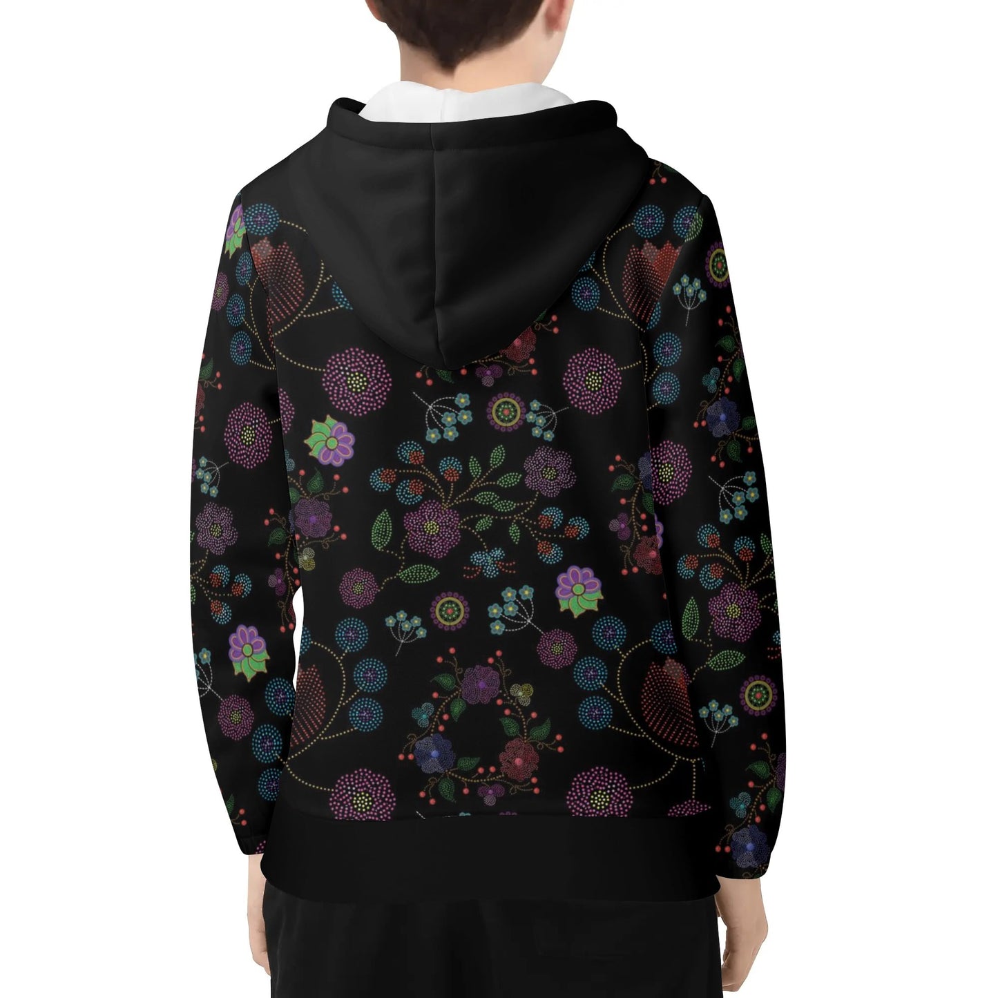 Childrens Métis Floral Dotted Lightweight Zip Hoodie