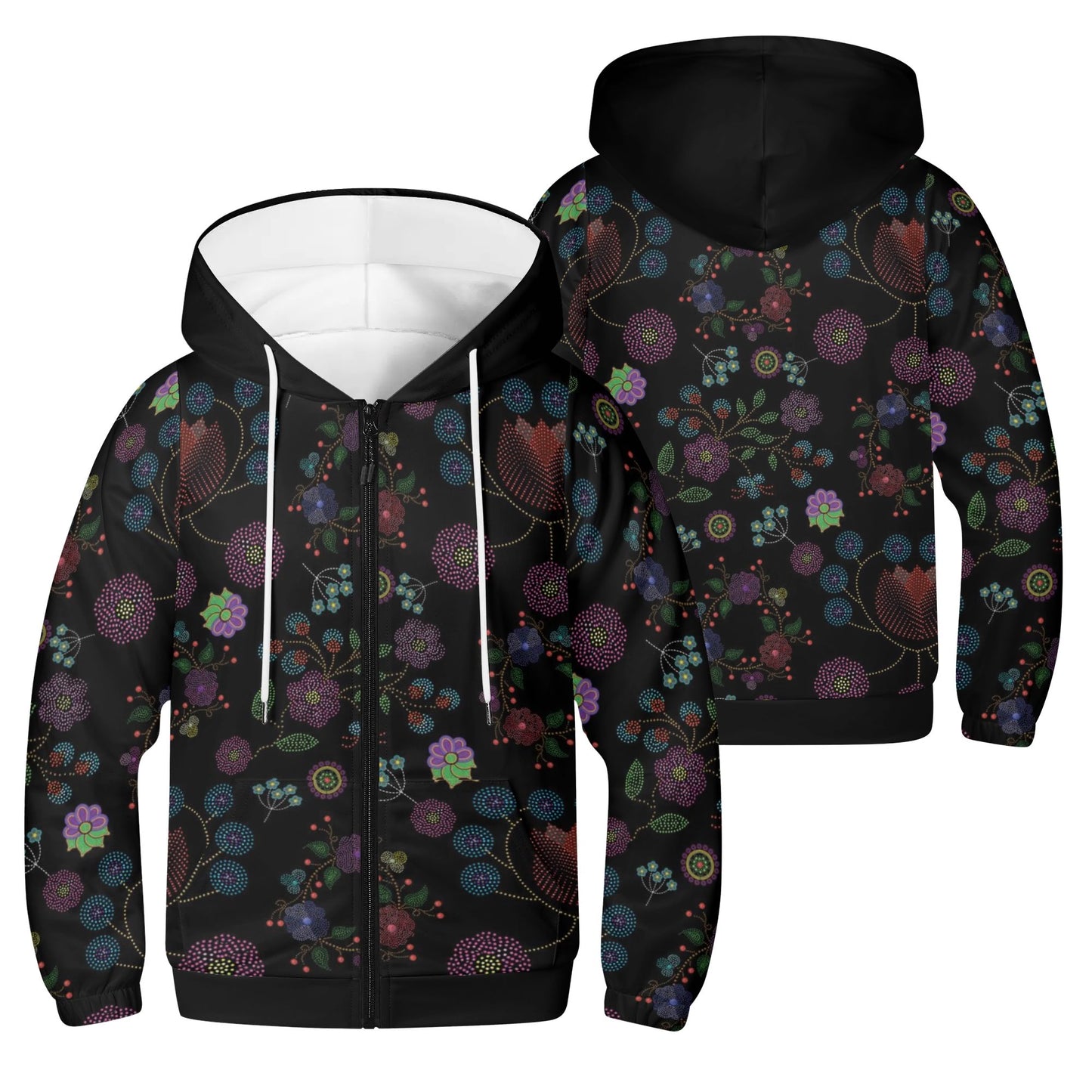 Childrens Métis Floral Dotted Lightweight Zip Hoodie