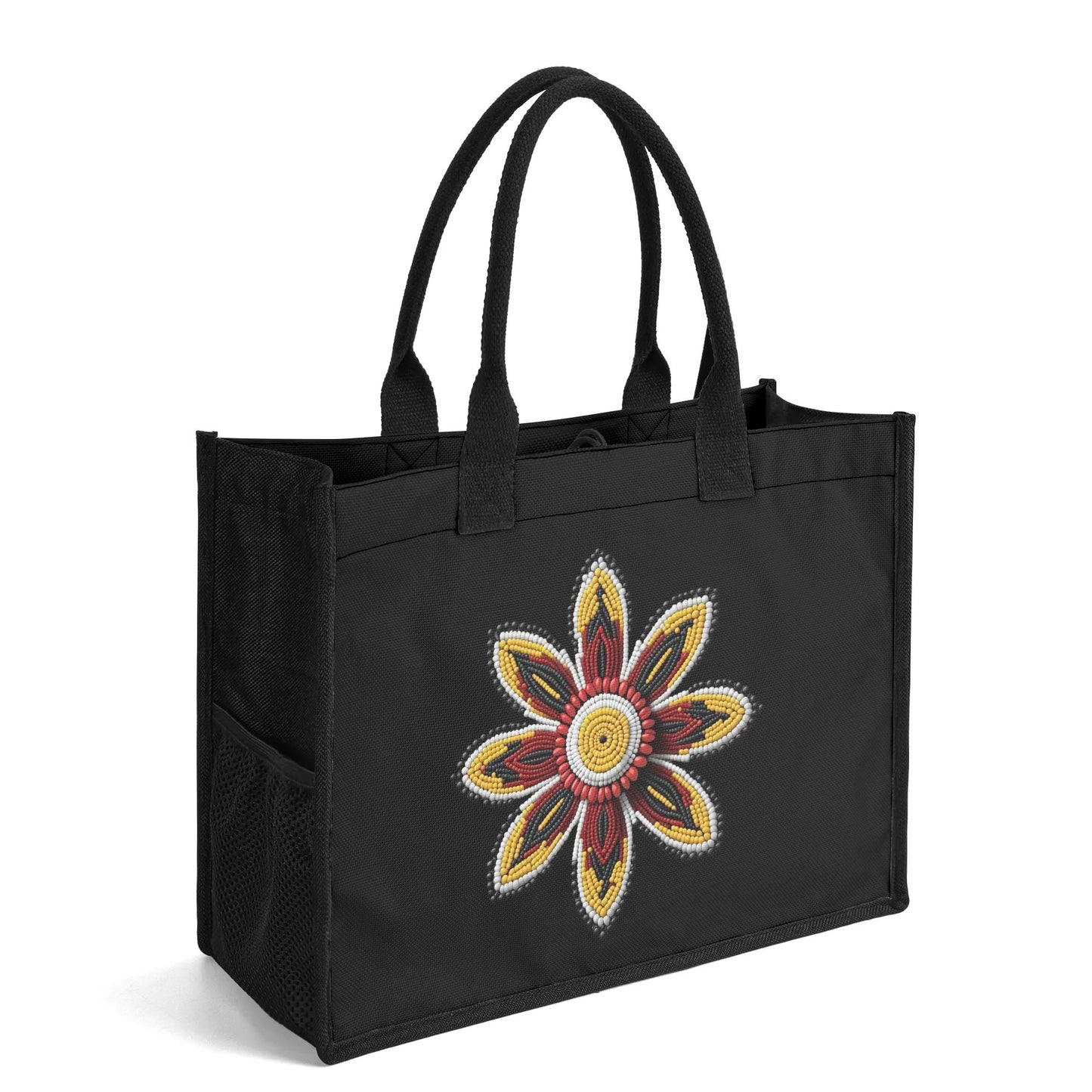 Red Beaded Flower Premium Canvas Tote Bag