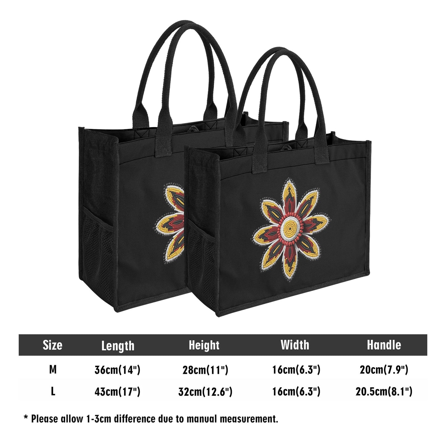 Red Beaded Flower Premium Canvas Tote Bag