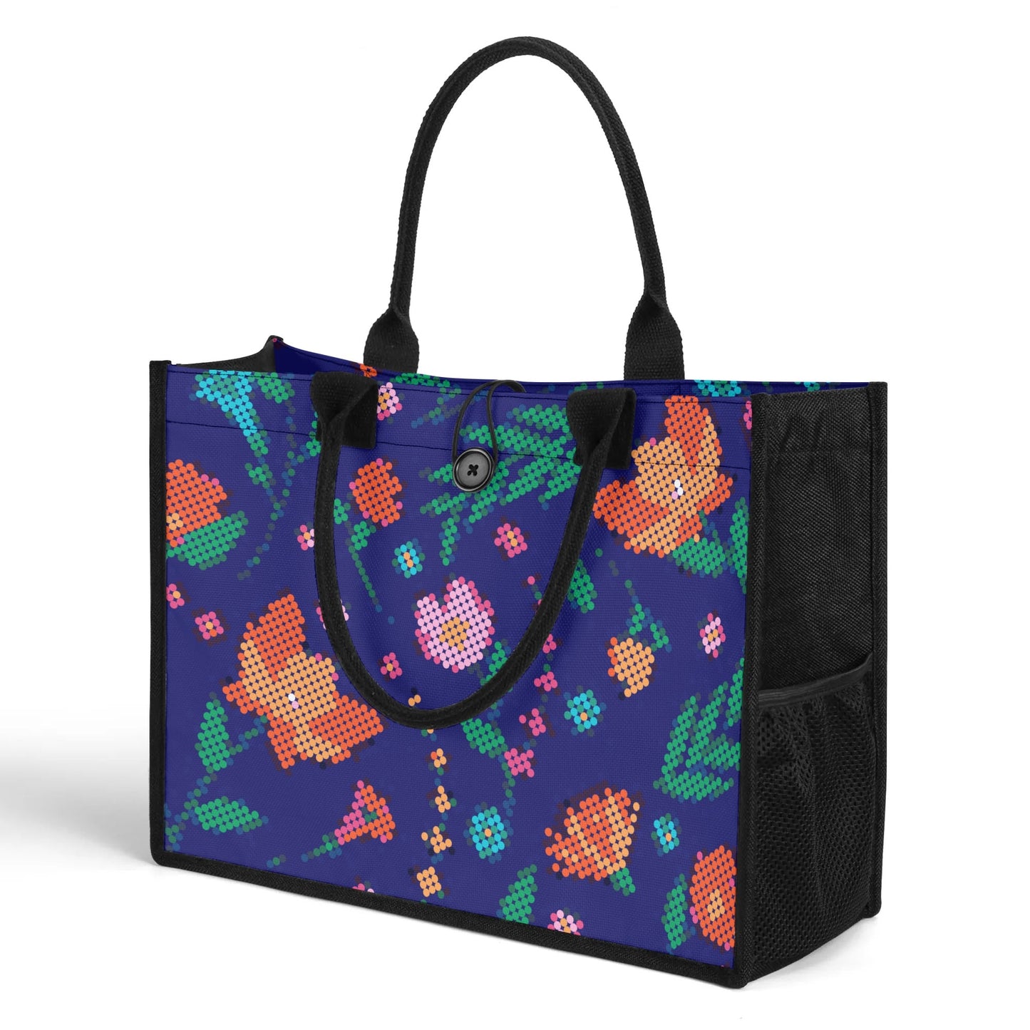 Métis Digital Dotted Floral Premium Canvas Tote Bag