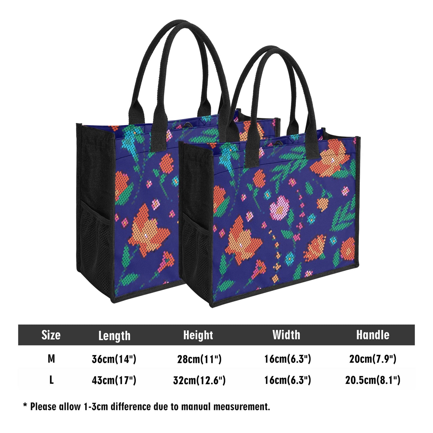 Métis Digital Dotted Floral Premium Canvas Tote Bag