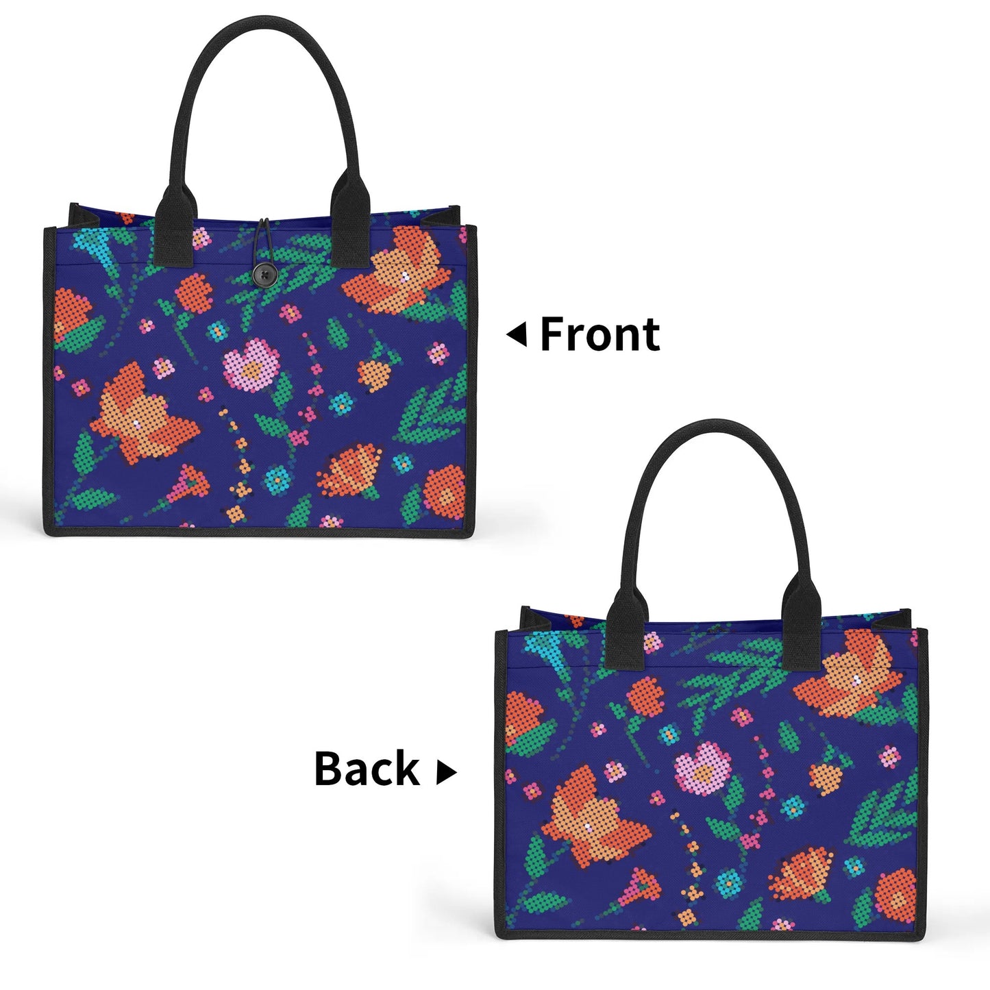 Métis Digital Dotted Floral Premium Canvas Tote Bag