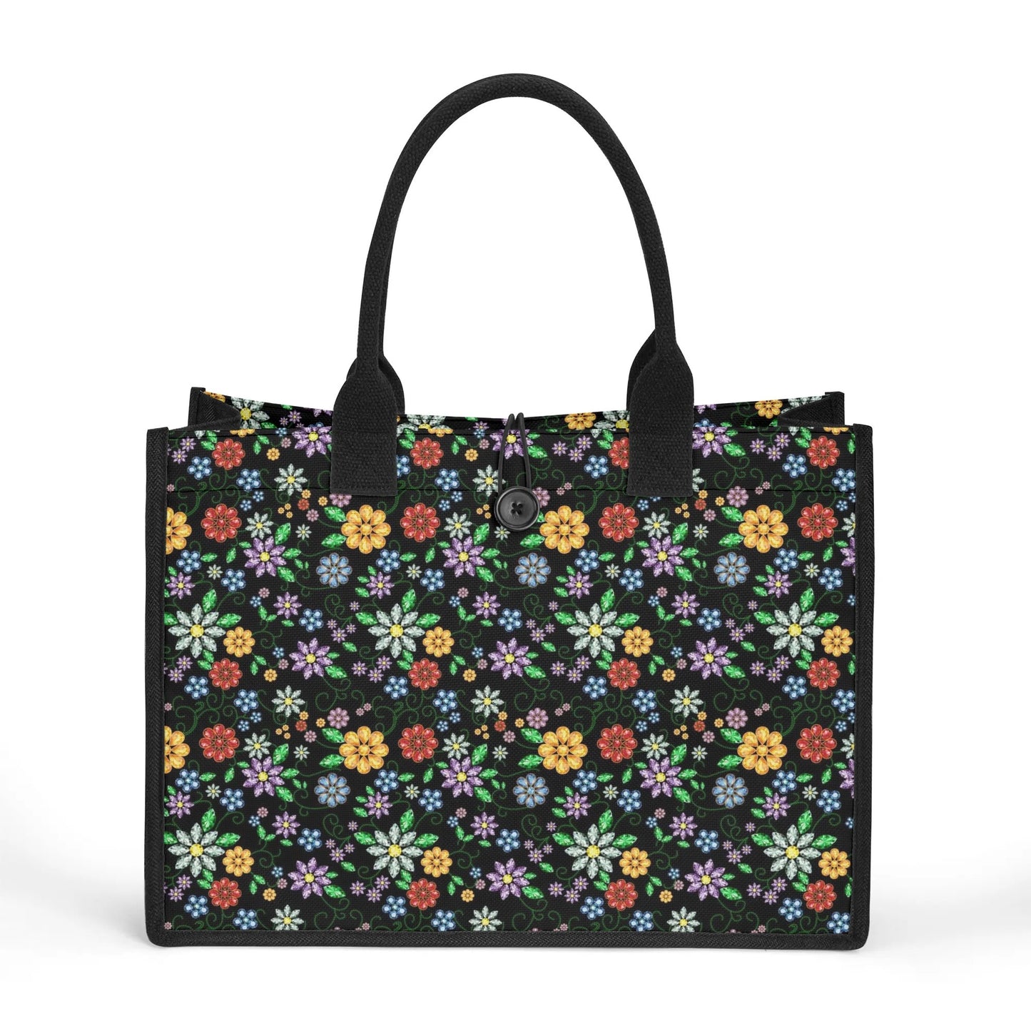 Métis Inspired Floral Beaded Premium Canvas Tote Bag