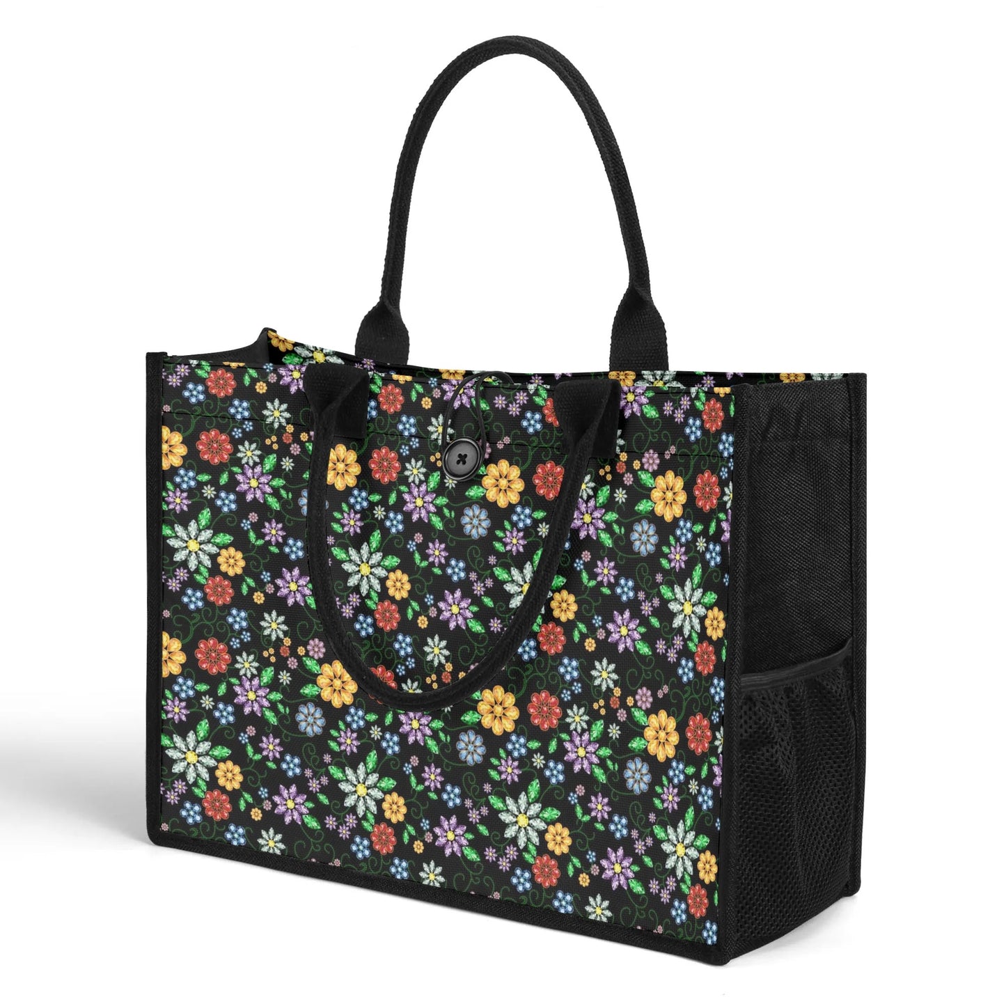 Métis Inspired Floral Beaded Premium Canvas Tote Bag