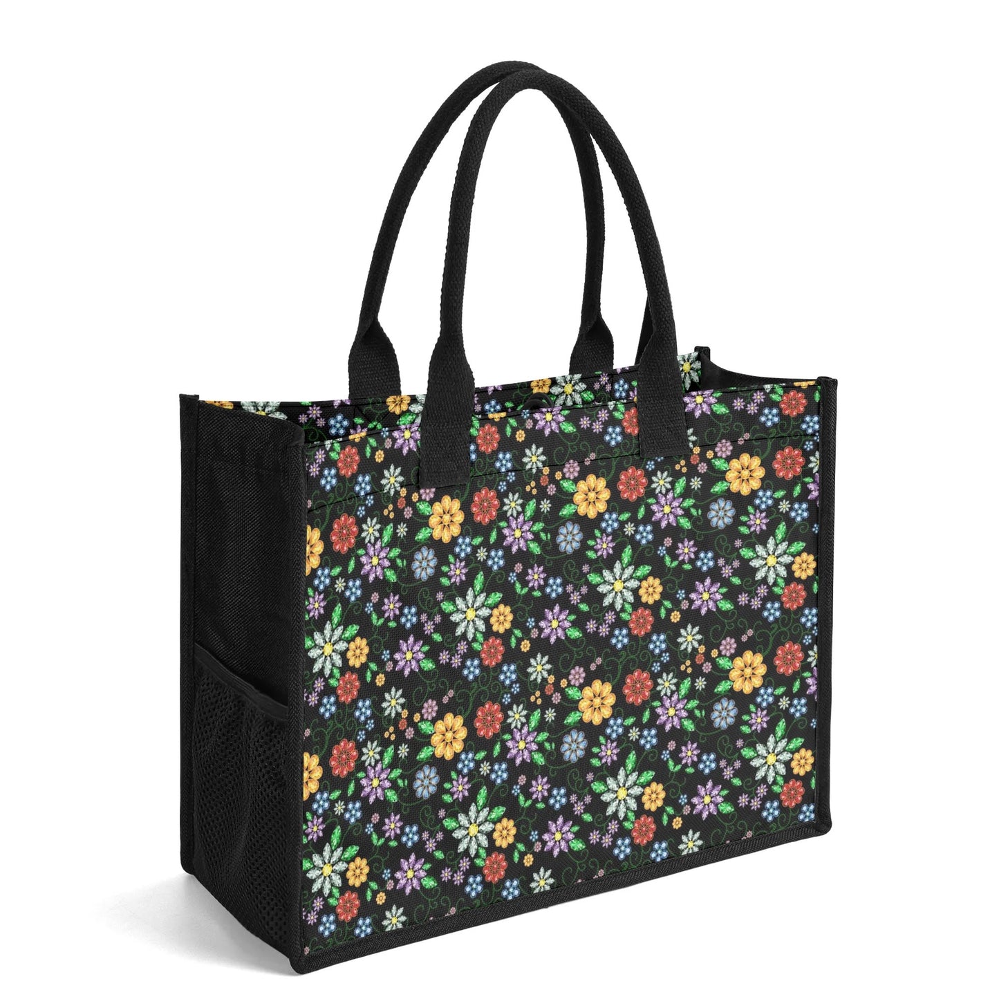 Métis Inspired Floral Beaded Premium Canvas Tote Bag