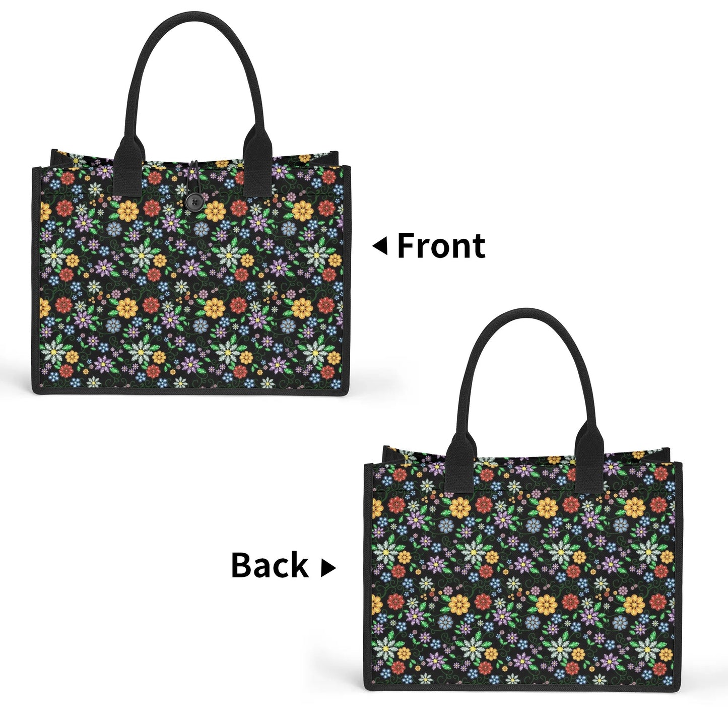 Métis Inspired Floral Beaded Premium Canvas Tote Bag