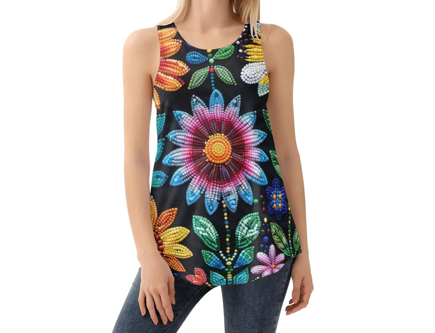 Women's Summer Flower Beaded Tank Top