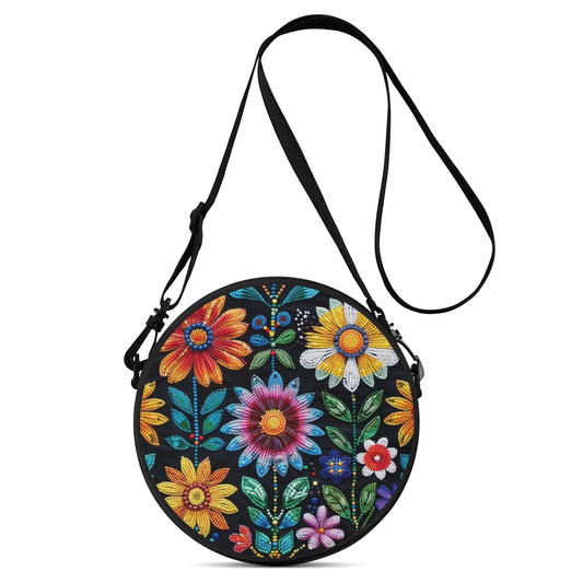 Summer Flower Beaded Round Satchel Bag