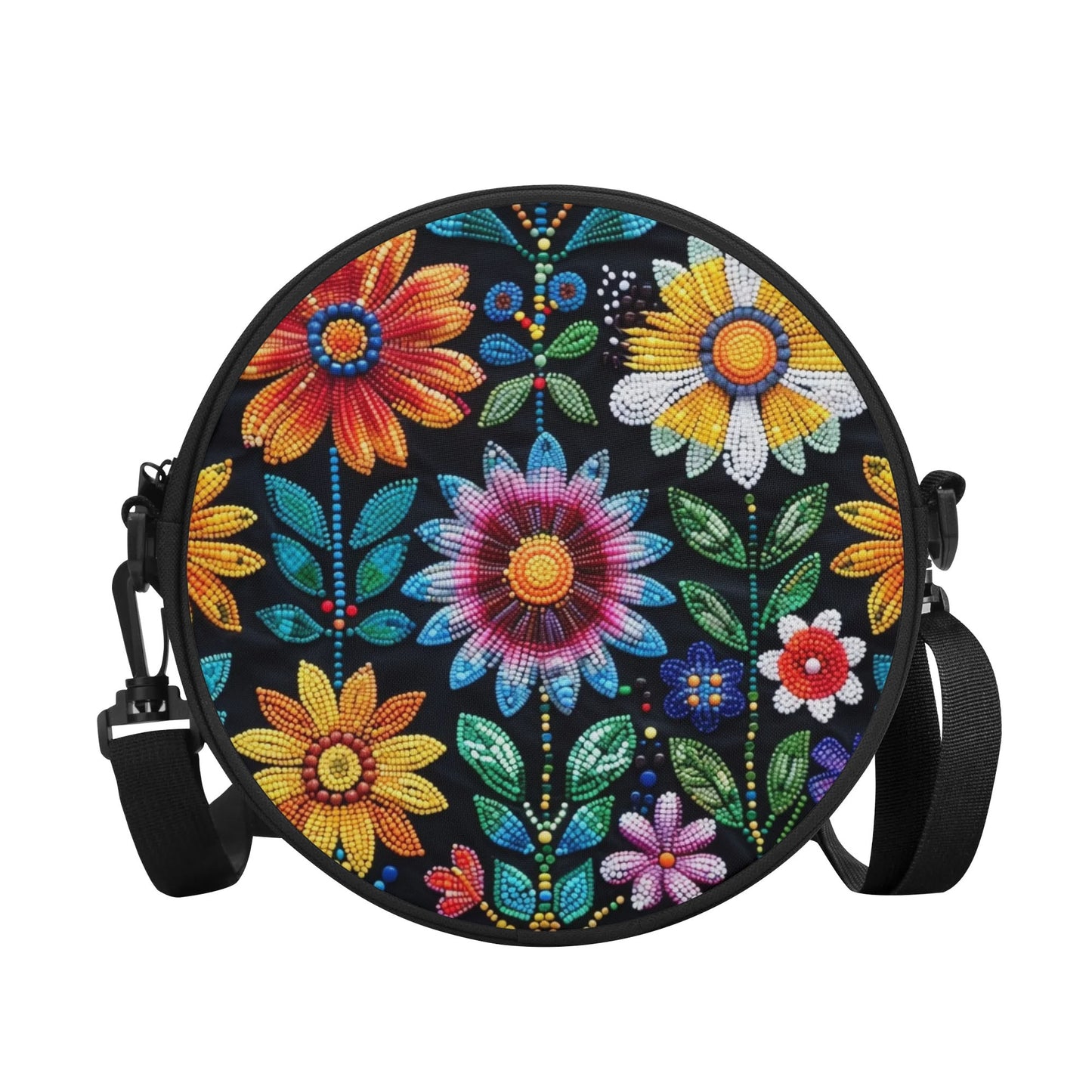 Summer Flower Beaded Round Satchel Bag